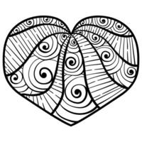 Abstract ornate heart with fantasy doodle patterns, meditative valentine coloring page for creativity for Valentine's Day vector