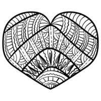 Meditative doodle heart with fantasy patterns, abstract valentine coloring page for creativity for Valentine's Day vector