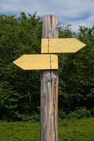 Wooden Signpost with Two Arrows photo