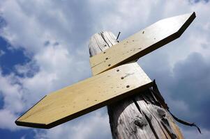 Wooden Signpost with Two Arrows photo