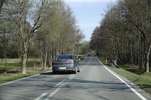 Car on a Road Driving Through Forest photo