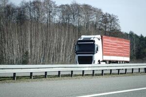 Truck on a Highway - Front View photo