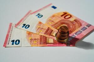 euro banknotes and coins photo