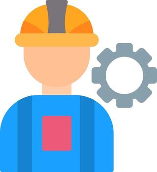 Consrtruction Worker Flat Icon vector