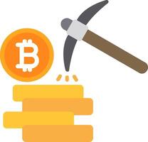 Bitcoin Mining Flat Icon vector