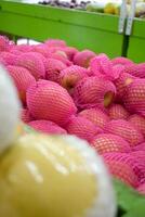 Apple fruits displayed in supermarket box photo