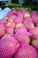 Apple fruits displayed in supermarket box photo