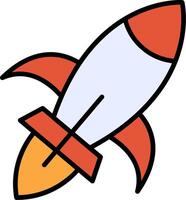 Rocket Ship Line Filled Icon vector