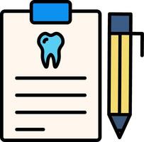 icono lleno de línea de informe dental vector