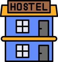 Hostal línea lleno icono vector