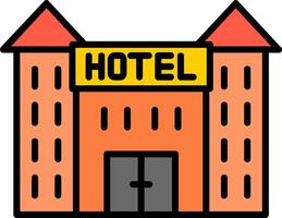 hotel línea lleno icono vector