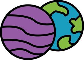 Planets Line Filled Icon vector