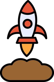 Rocket Launch Line Filled Icon vector