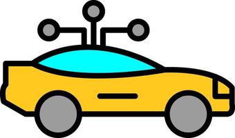 inteligente coche línea lleno icono vector