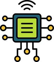 computadora chip línea lleno icono vector