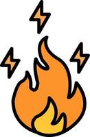 Electric Fire Line Filled Icon vector