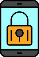 Mobile Security Line Filled Icon vector