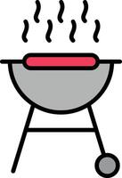 BBQ Grill Line Filled Icon vector