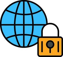 Internet Security Line Filled Icon vector