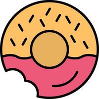 rosquilla línea lleno icono vector