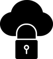 Cloud Lock Glyph Icon vector