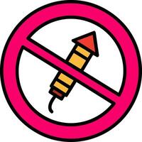 No Firework Line Filled Icon vector