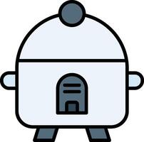 Rice Cooker Line Filled Icon vector