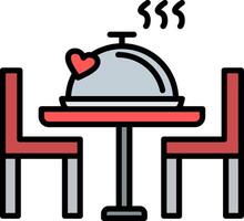 Romantic Dinner Line Filled Icon vector