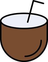 Coconut Drink Line Filled Icon vector