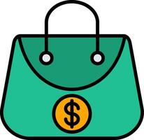 icono lleno de línea de bolsa de compras vector