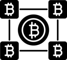 bitcoin bloques glifo icono vector