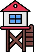 Lifeguard Tower Line Filled Icon vector