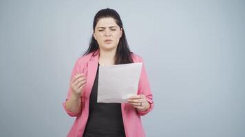 Angry business woman. The business woman questions her failure. video