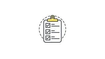 Animated Checklist icon in Colored Outline Style, transparent background video