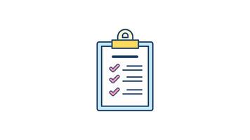Animated Checklist icon in Colored Outline Style, transparent background video