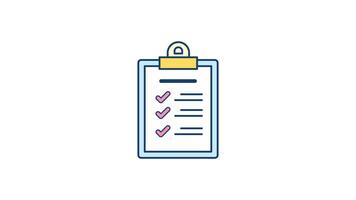 Animated Checklist icon in Colored Outline Style, transparent background video