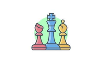 animerad schack strategi ikon i färgad översikt stil, transparent bakgrund video