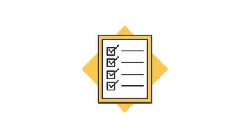 Animated Checklist icon in Colored Outline Style, transparent background video