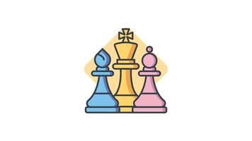 Animated Chess Strategy icon in Colored Outline Style, transparent background video