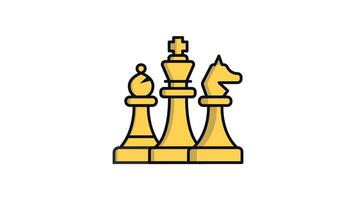 Animated Chess Strategy icon in Colored Outline Style, transparent background video