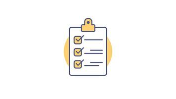 Animated Checklist icon in Colored Outline Style, transparent background video