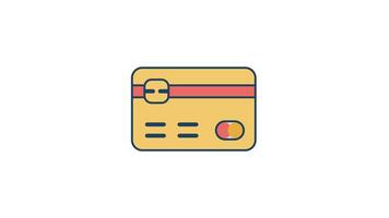 Animated Credit Card icon in Colored Outline Style, transparent background video