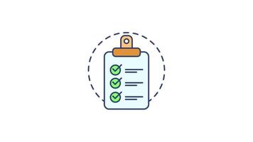Animated Checklist icon in Colored Outline Style, transparent background video