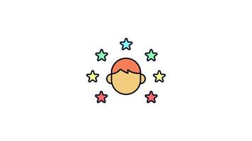 Animated Customer rating icon in Colored Outline Style, transparent background video