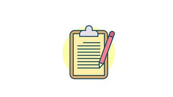 Animated Clipboard and Pencil icon in Colored Outline Style, transparent background video