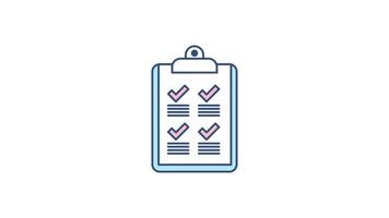 Animated Checklist icon in Colored Outline Style, transparent background video