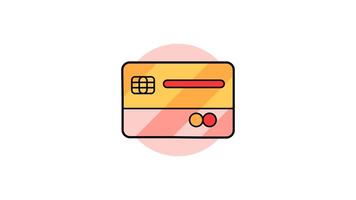 Animated Credit Card icon in Colored Outline Style, transparent background video