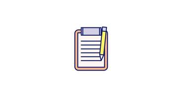 Animated Clipboard and Pencil icon in Colored Outline Style, transparent background video