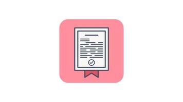 Animated Certificate icon in Colored Outline Style, transparent background video