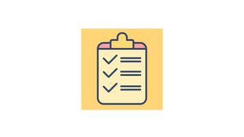 Animated Checklist icon in Colored Outline Style, transparent background video